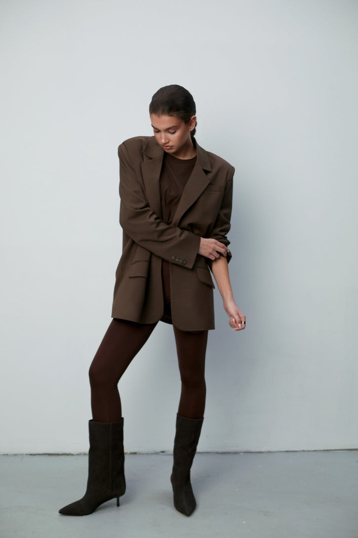 дамско обемно сако в любимия на всички кафяв цвят от теадореп