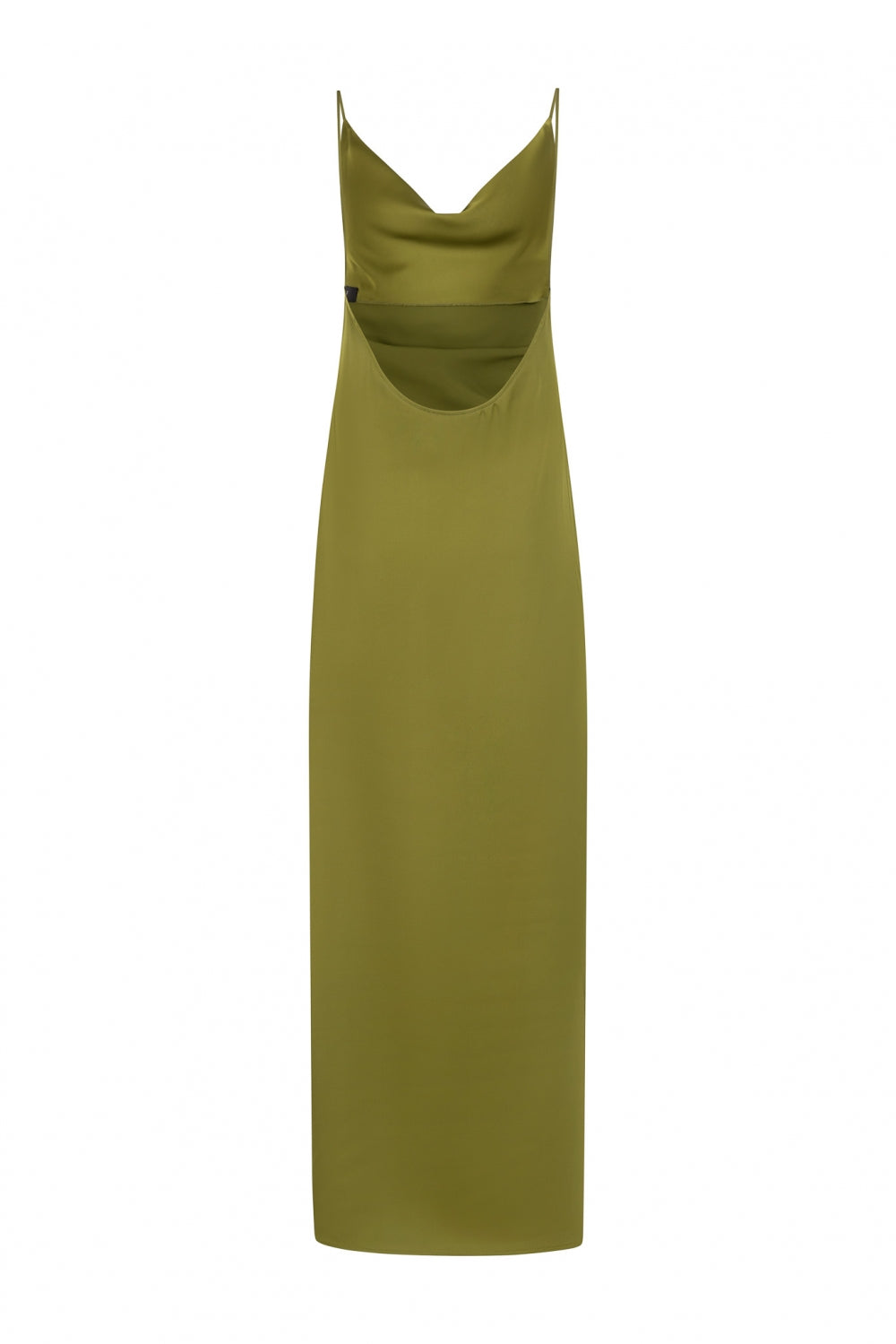 Елегантна дълга рокля с цепка и гол гръб в секси зелен цвят на българската модна марка теадореп