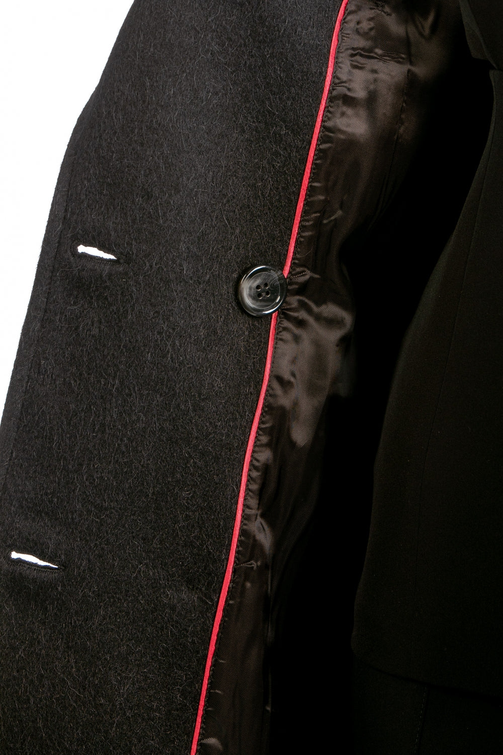 Класическо дамско дълго палто от кашмир в черно на българската модна марка teadore p