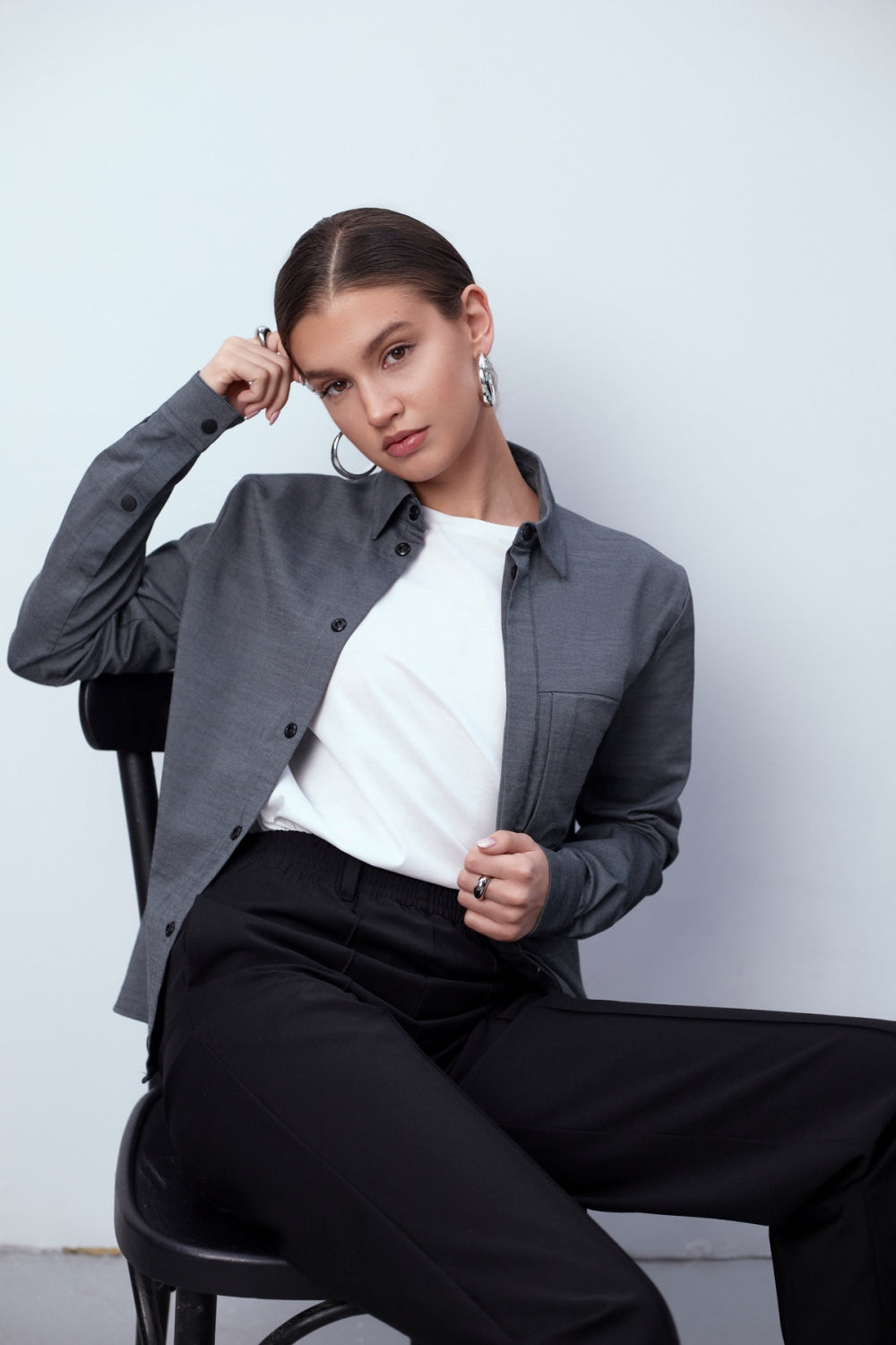 Top trend black trousers with wide legs of the Bulgarian fashion brand for designer clothes TeAdore P