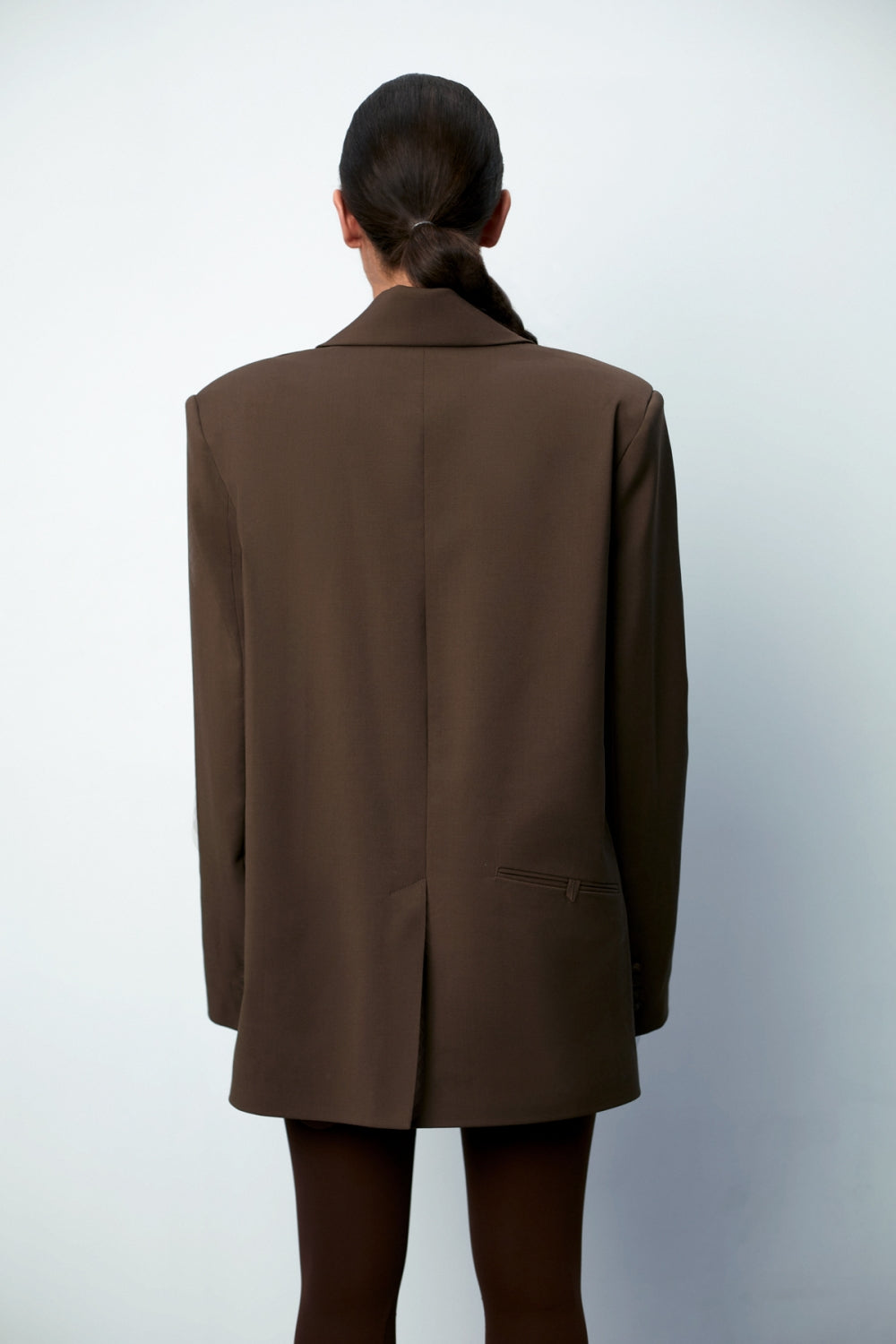 Кяфяво обемно сако от 100% кафява вълна теадореп