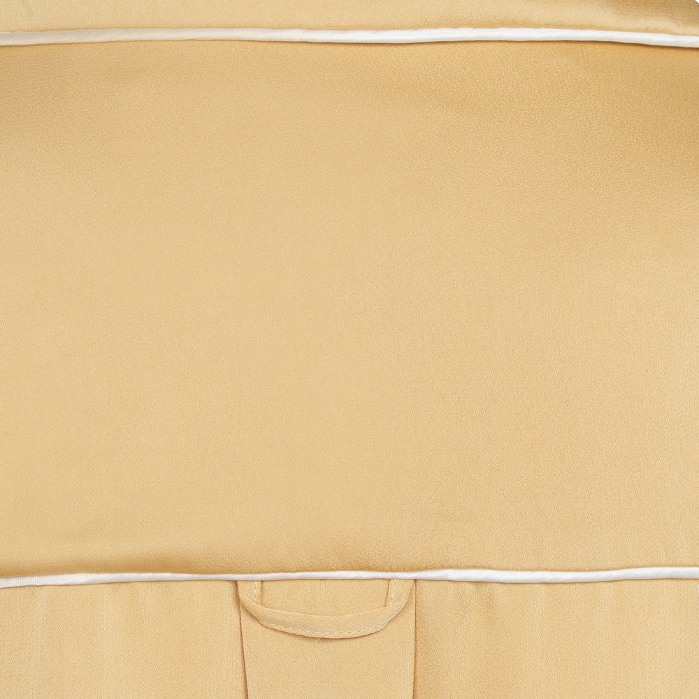 
                  
                    Дамска сатенена парти пижама - риза и дълъг панталон в златен цвят с бял кант  от теадоре 
                  
                