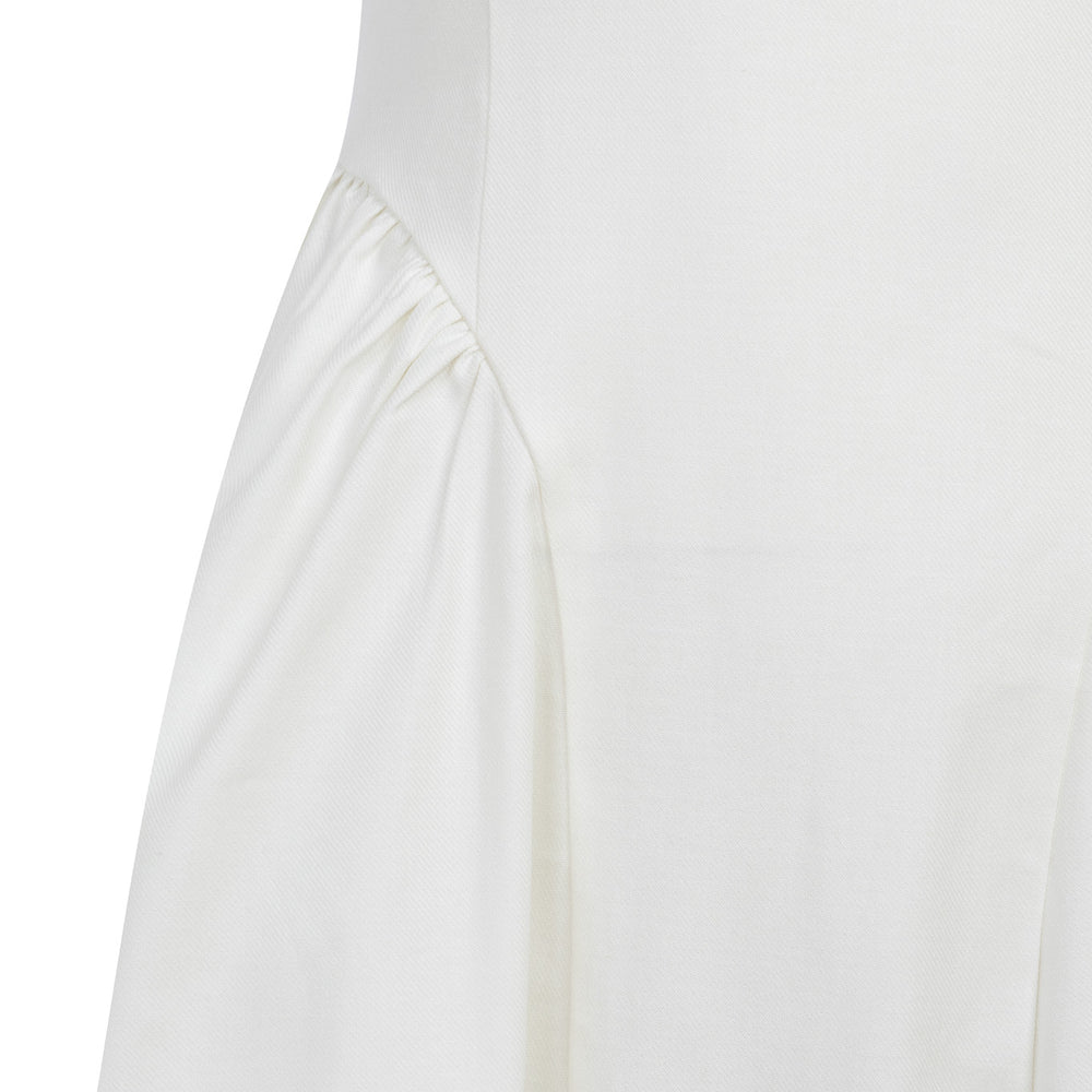 
                  
                    Елегантна дамска бял адълга рокля с набори отстрани от българския моден бранд teadore
                  
                