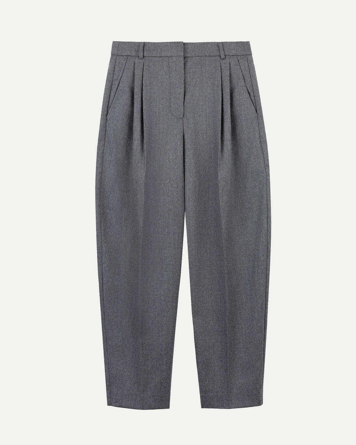 TeAdore designer grey pleated trousers crafted from pure cashmere with a tailored high-rise waist