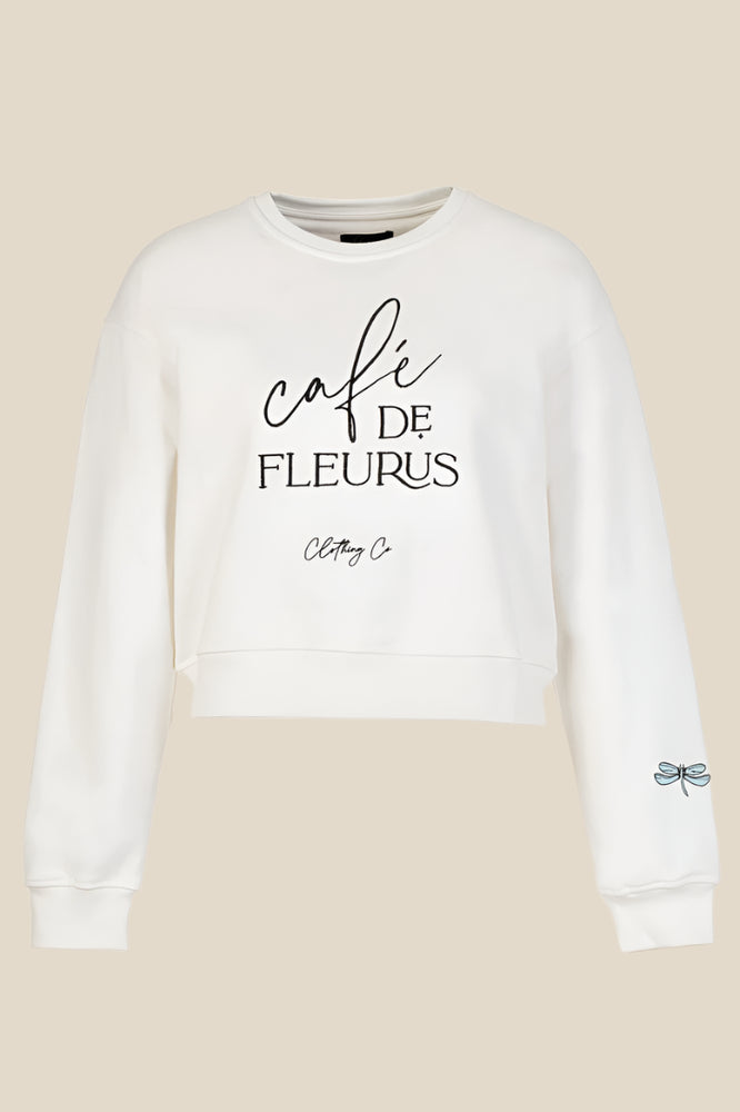 Скъсен обемен суитшърт с авторскa бродерия на водно конче на българската дизайнеркa TeAdore P