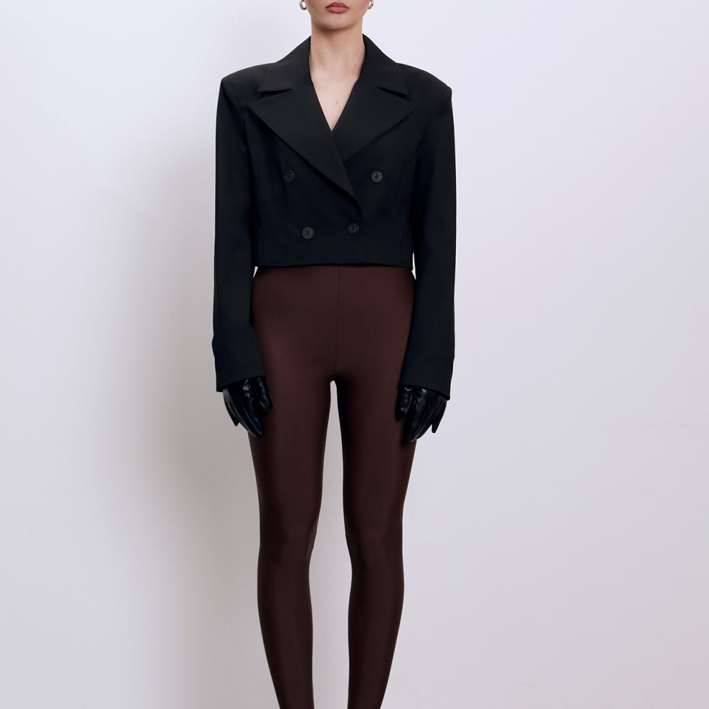 Къса дамско черно вълнено сако от българския моден бранд теадореп