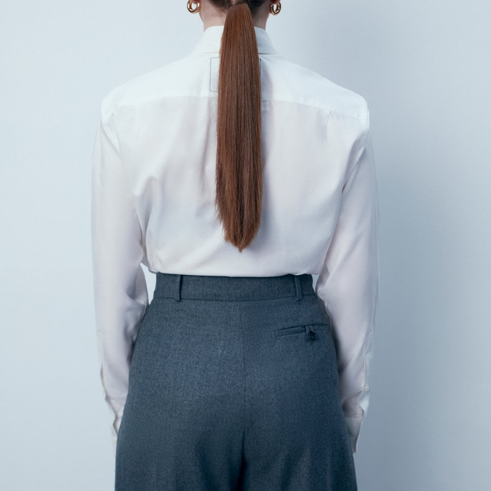 Дамски панталон до глезена с басти от кашмир в сив цвят от теадореп - най- добрата българска модна марка за дрехи