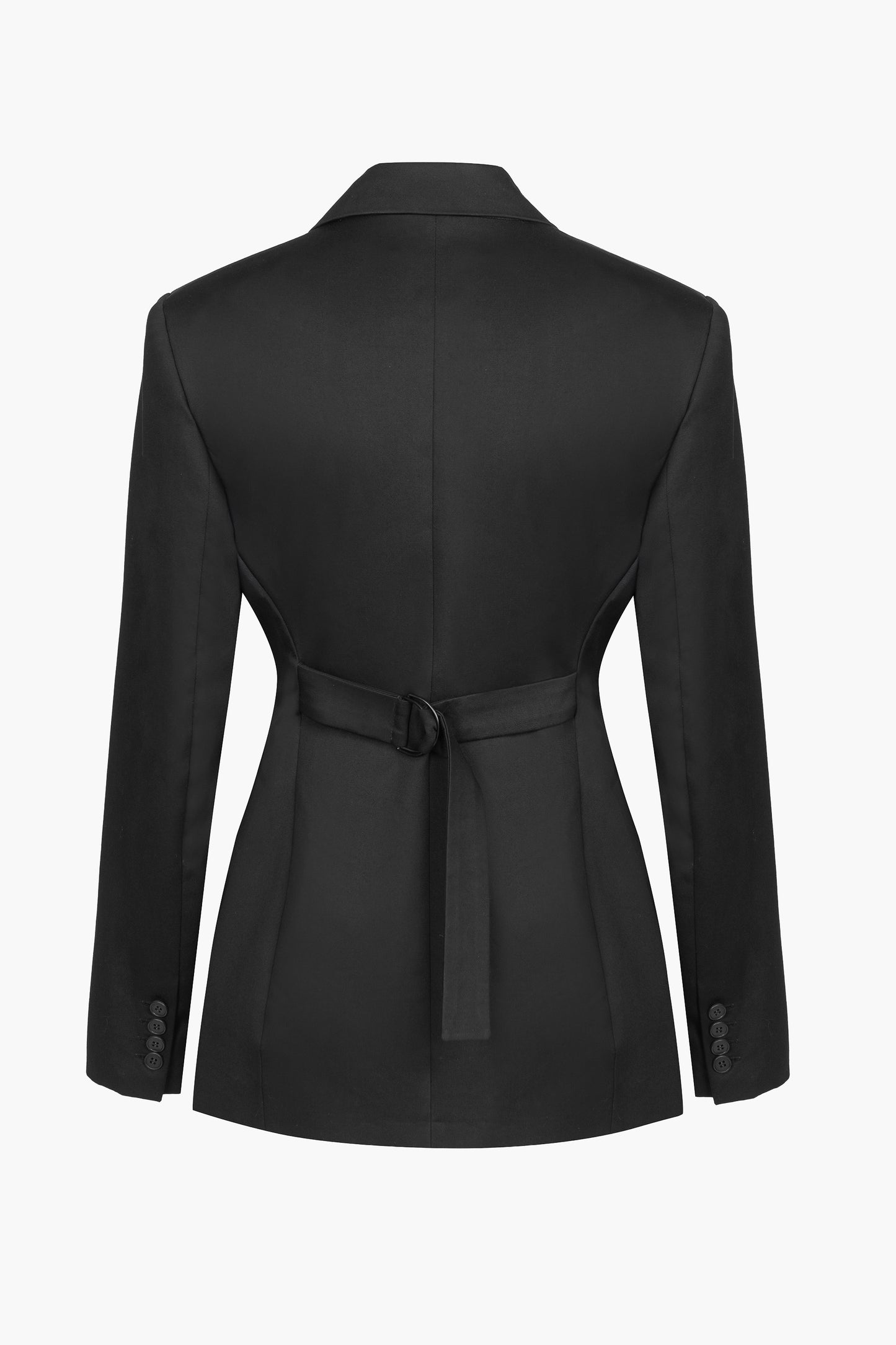 The Amira blazer in 100% cotton with padded shoulders, notched lapels, adjustable back strap, and flap pockets - TeAdore.